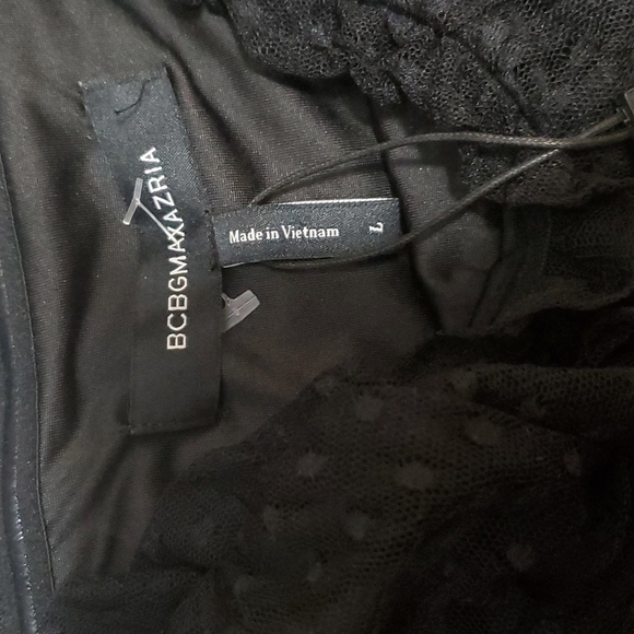 NWT BCBGMAXAZRIA BLACK TULLE BODYSUIT W/ADJUSTABLE STRAPS &SNAPS IN CROTCH SZ LG - Picture 11 of 16